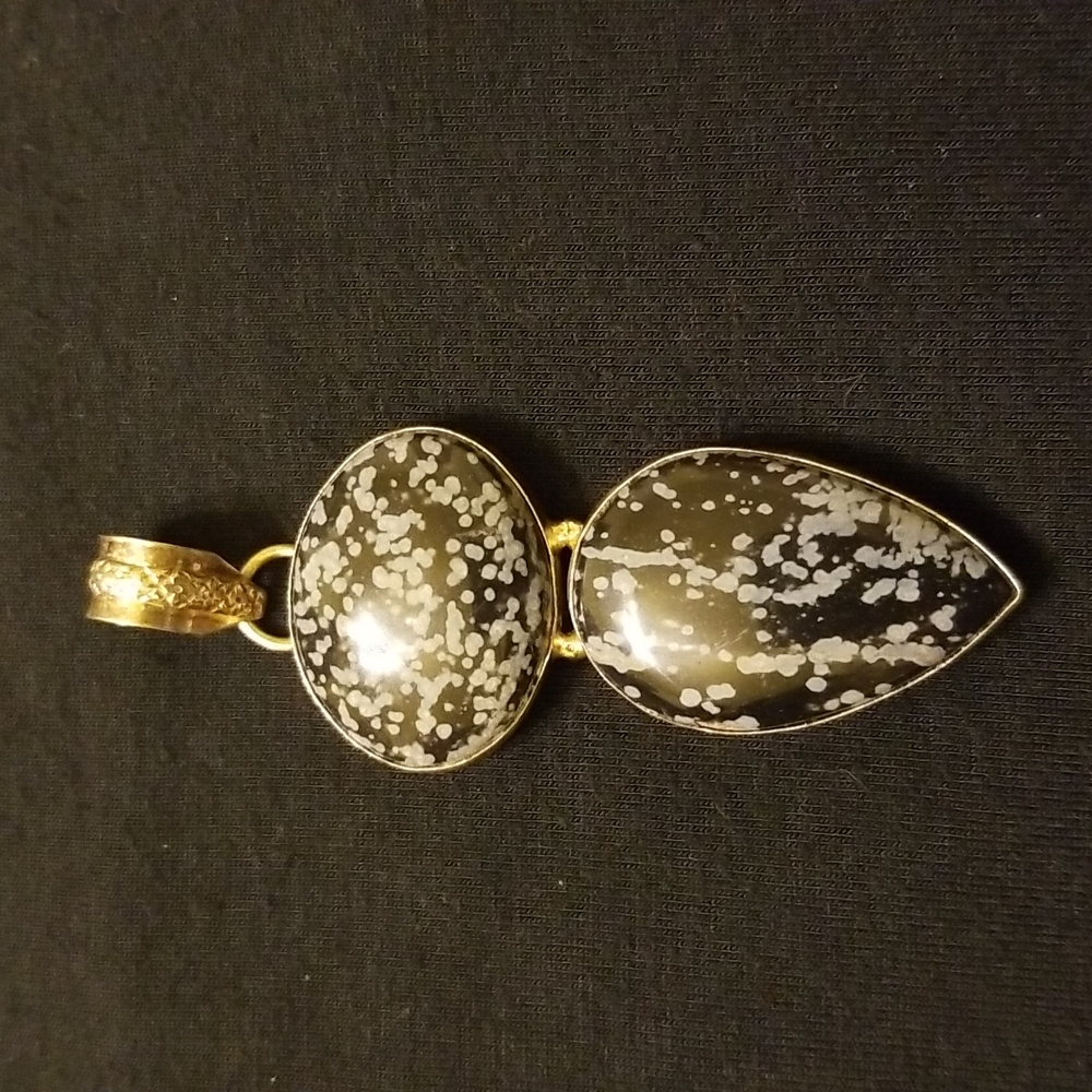 Sterling silver black gray agate pendant